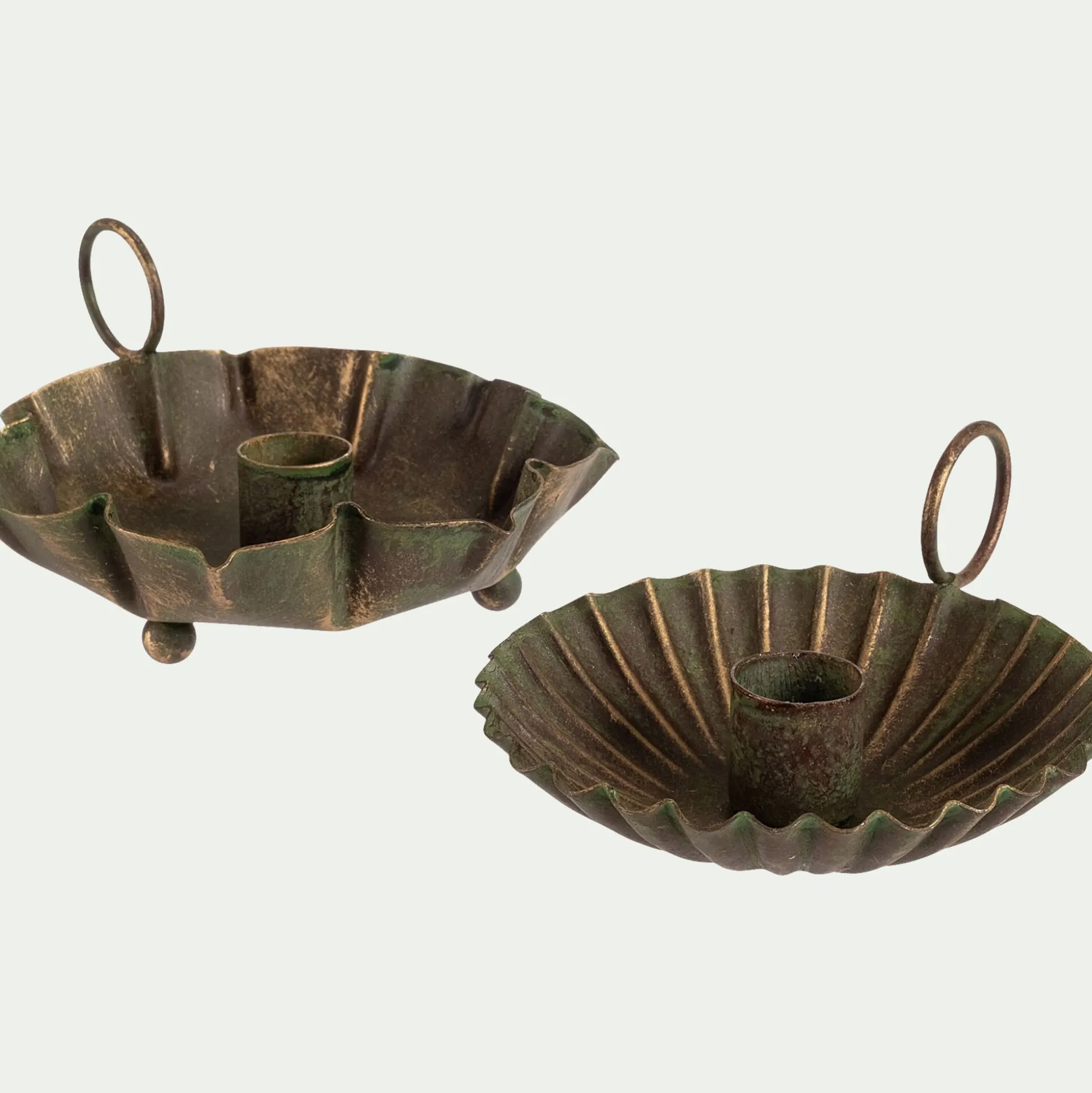 Bougeoir plat en fer H5,5cm - doré