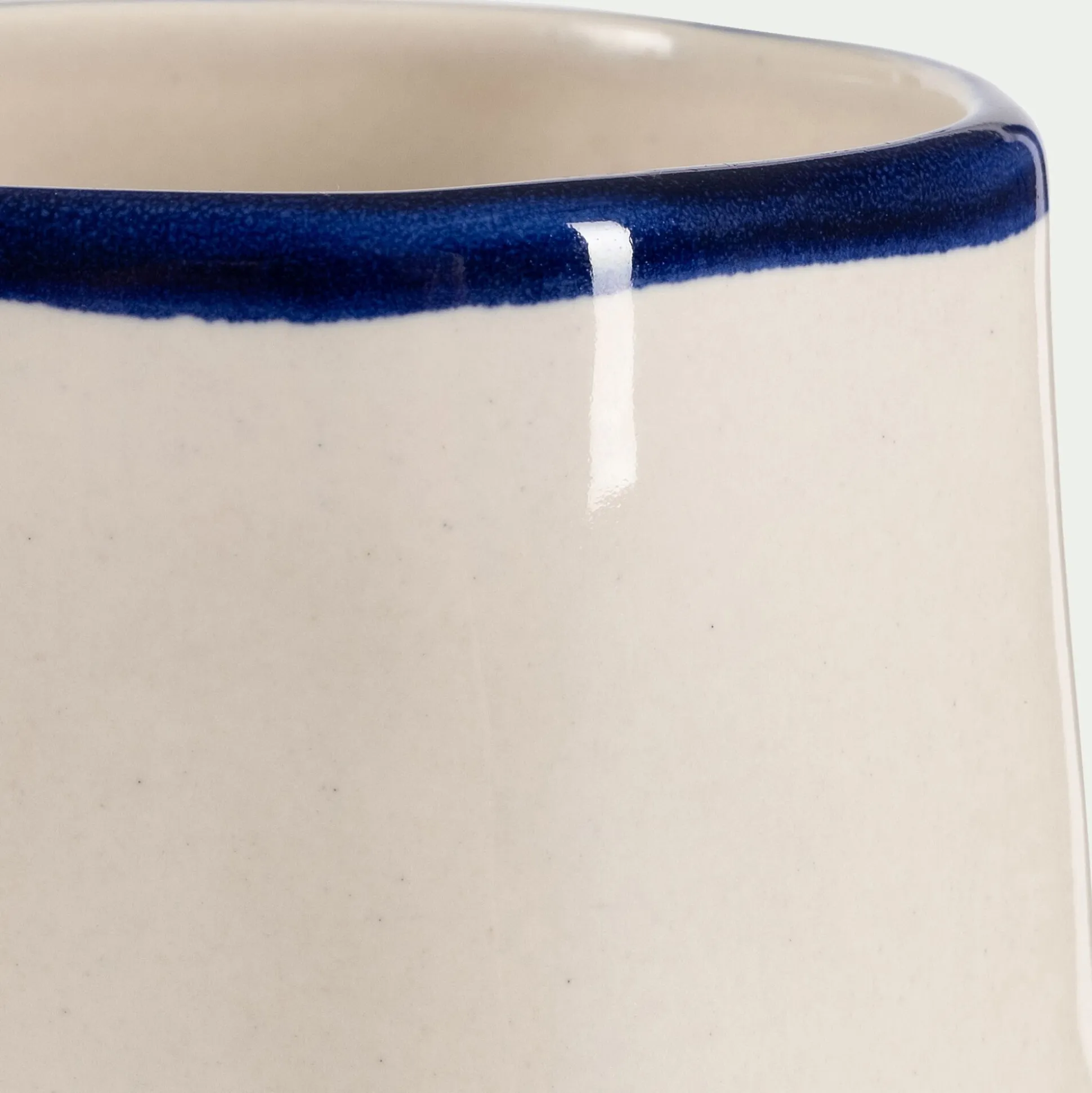 Bougie en faïence D10,5xH10cm - bleu