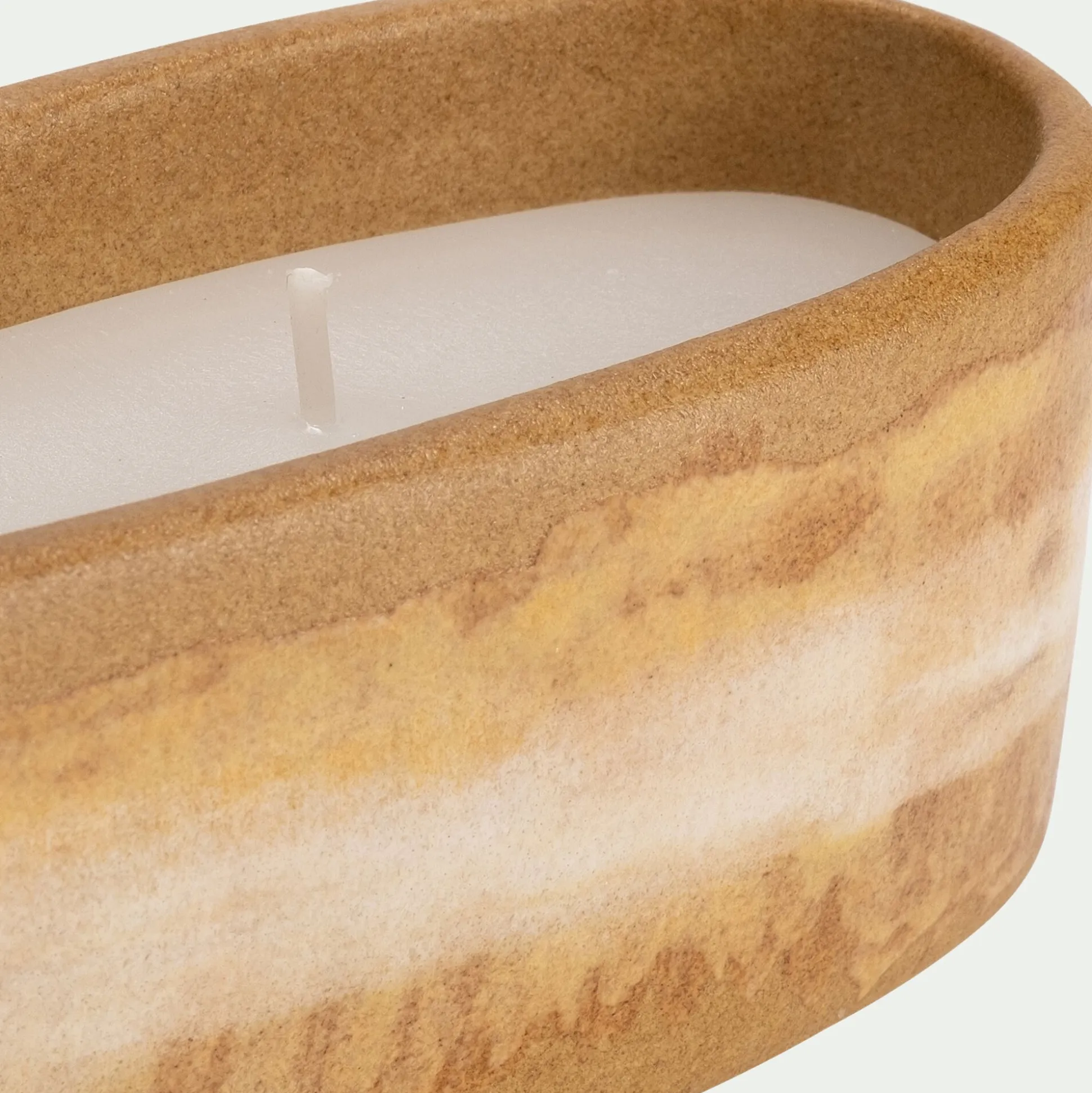 Bougie en faïence ovale l34,5cm - beige