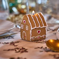 Bougie forme maisonnette pain d'épices - marron