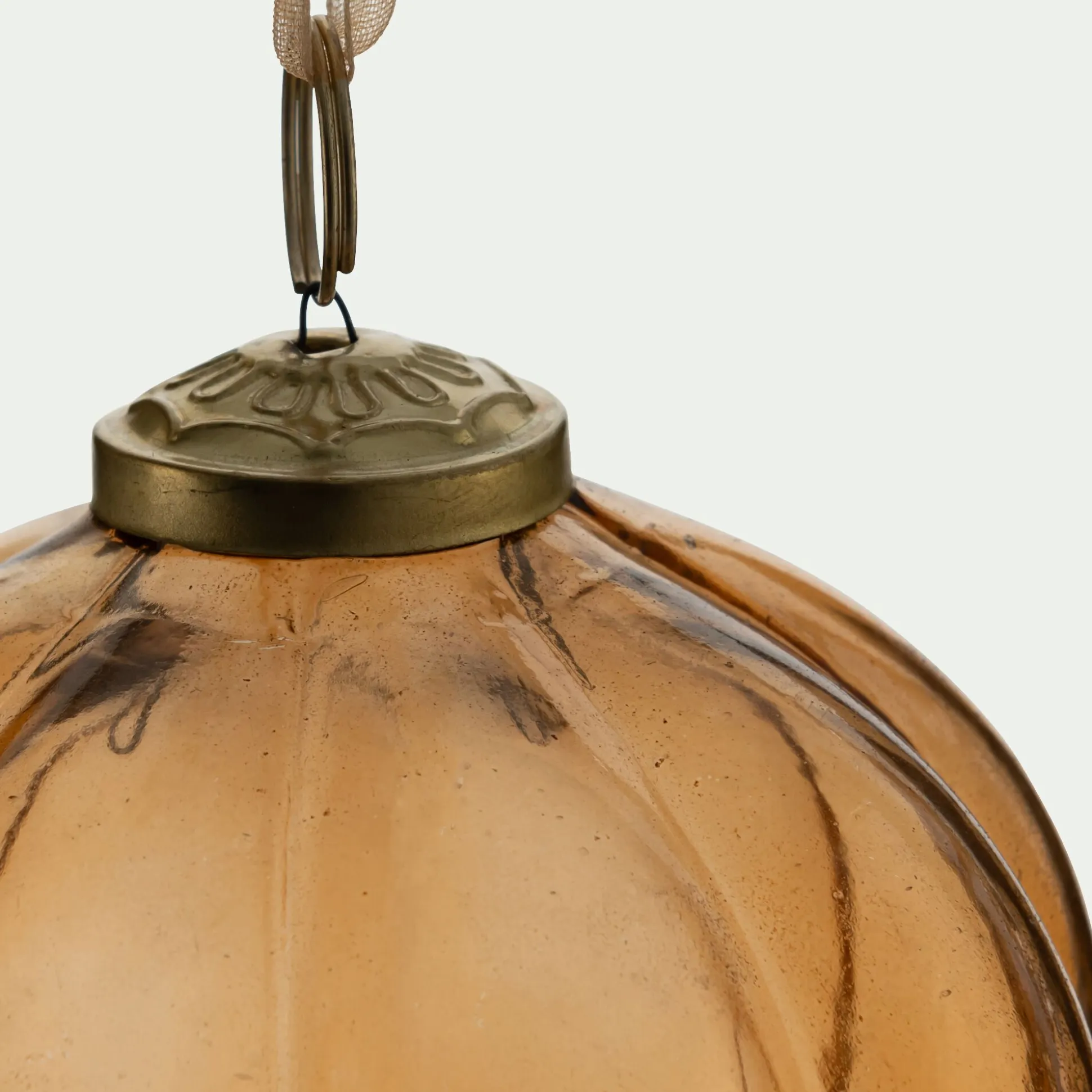 Boule de Noël en verre D9cm - orange