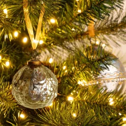 Boule de Noël patinée en verre D5cm - argenté