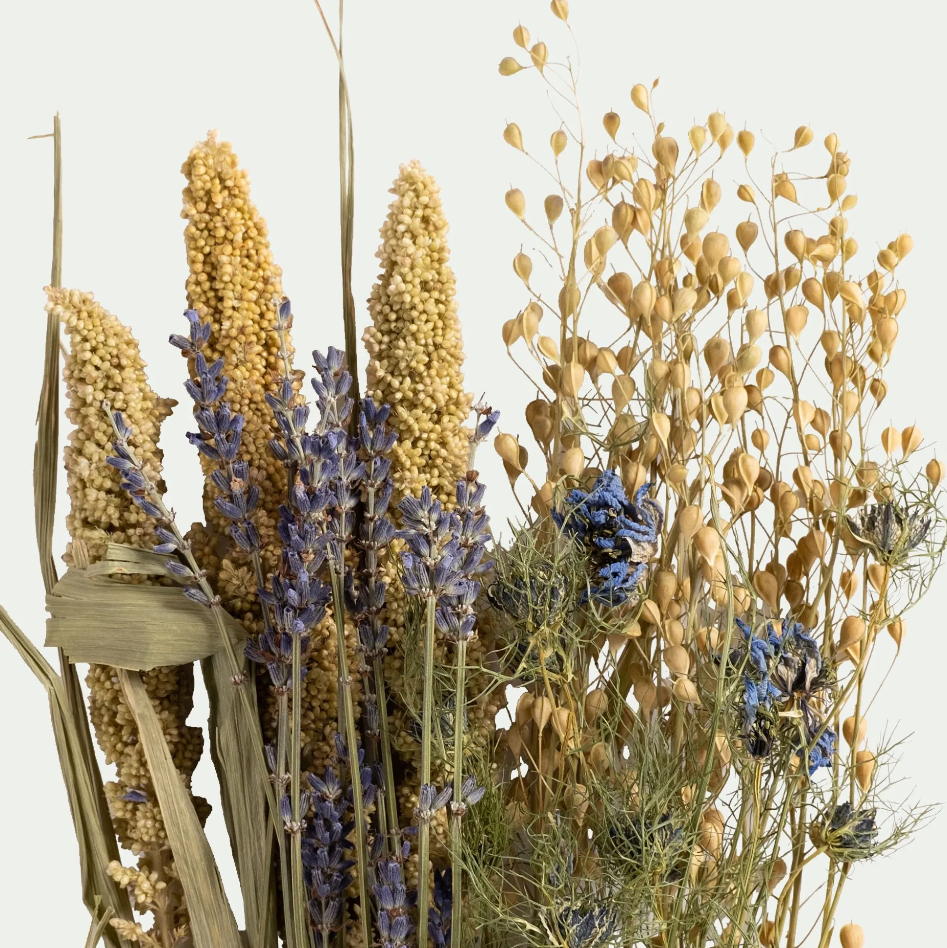 Bouquet de fleurs séchés H35cm - bleu