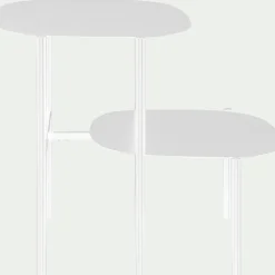 Bout de canapé double plateau en métal - blanc H50cm