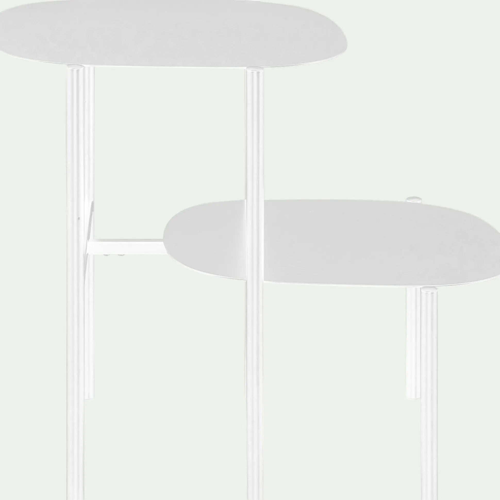 Bout de canapé double plateau en métal - blanc H50cm