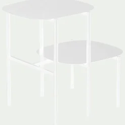 Bout de canapé double plateau en métal - blanc H50cm