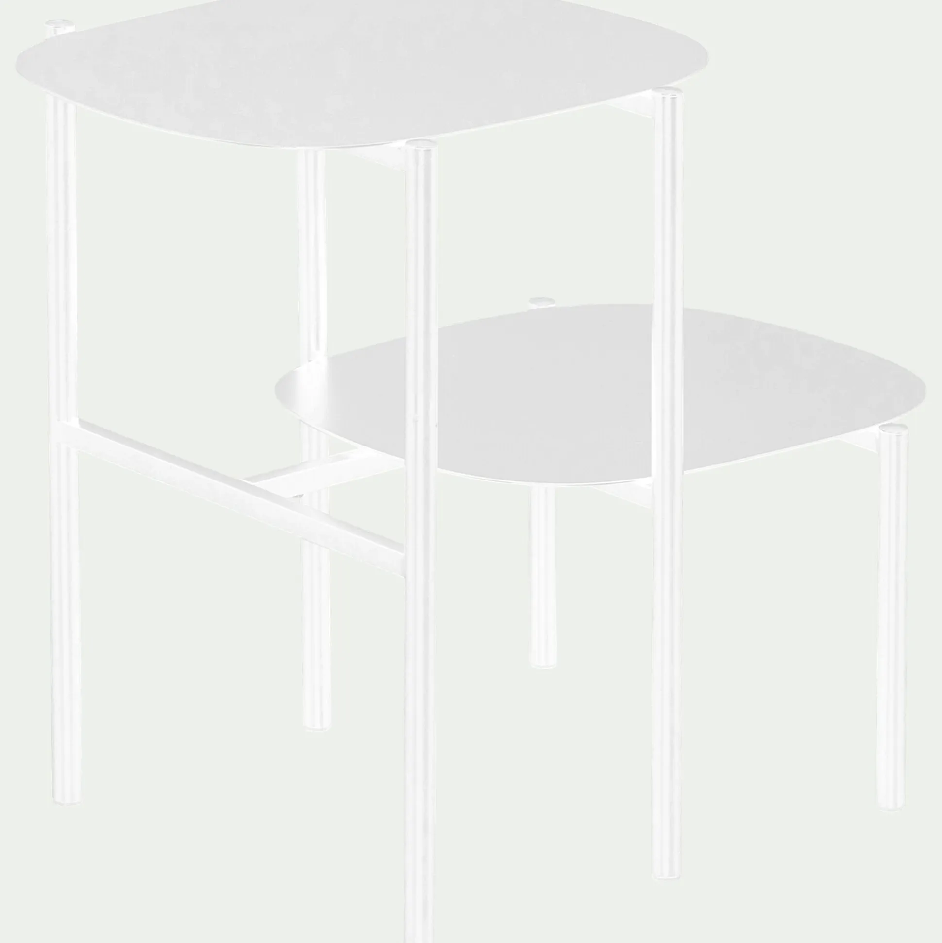 Bout de canapé double plateau en métal - blanc H50cm