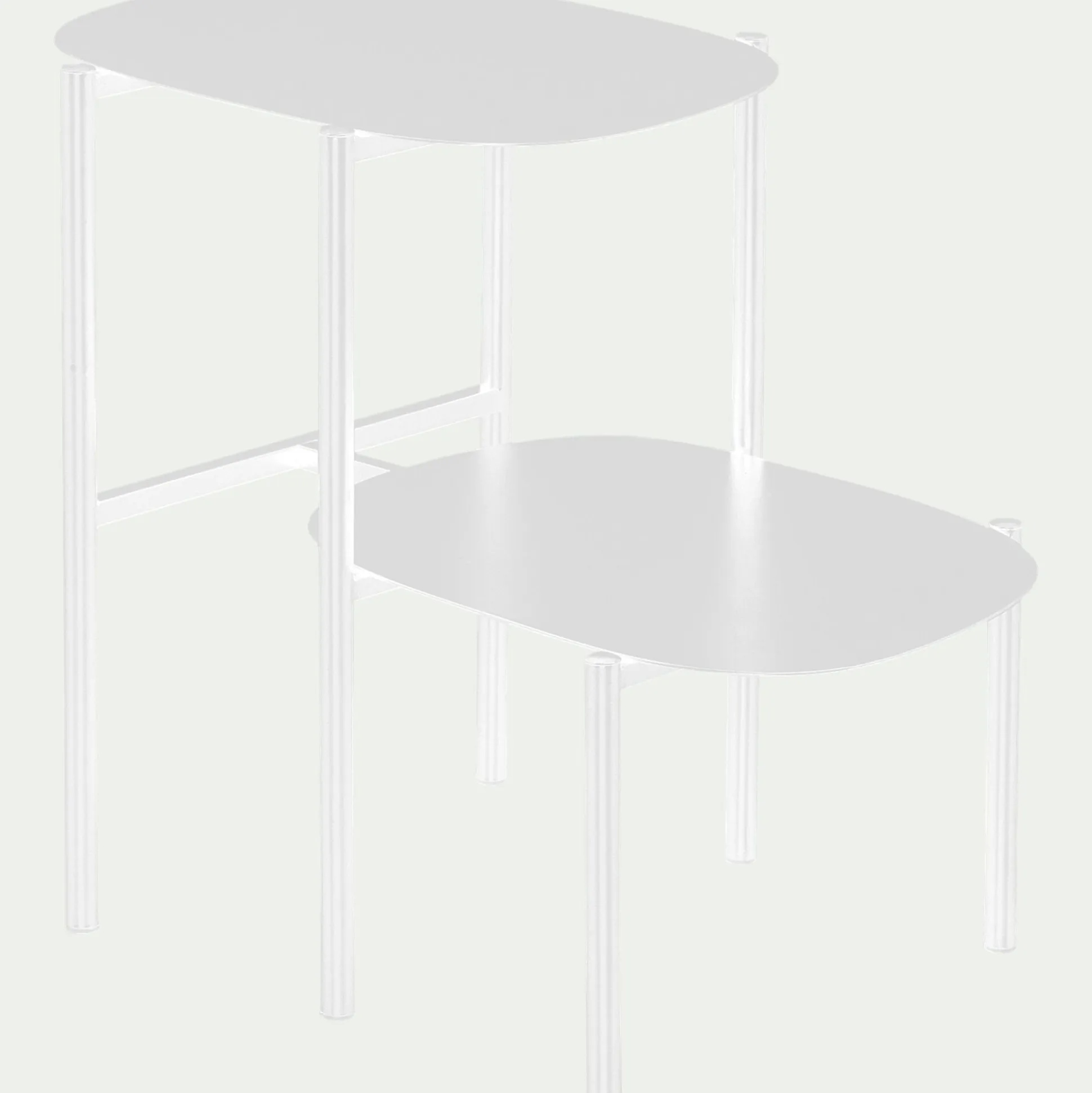 Bout de canapé double plateau en métal - blanc H50cm