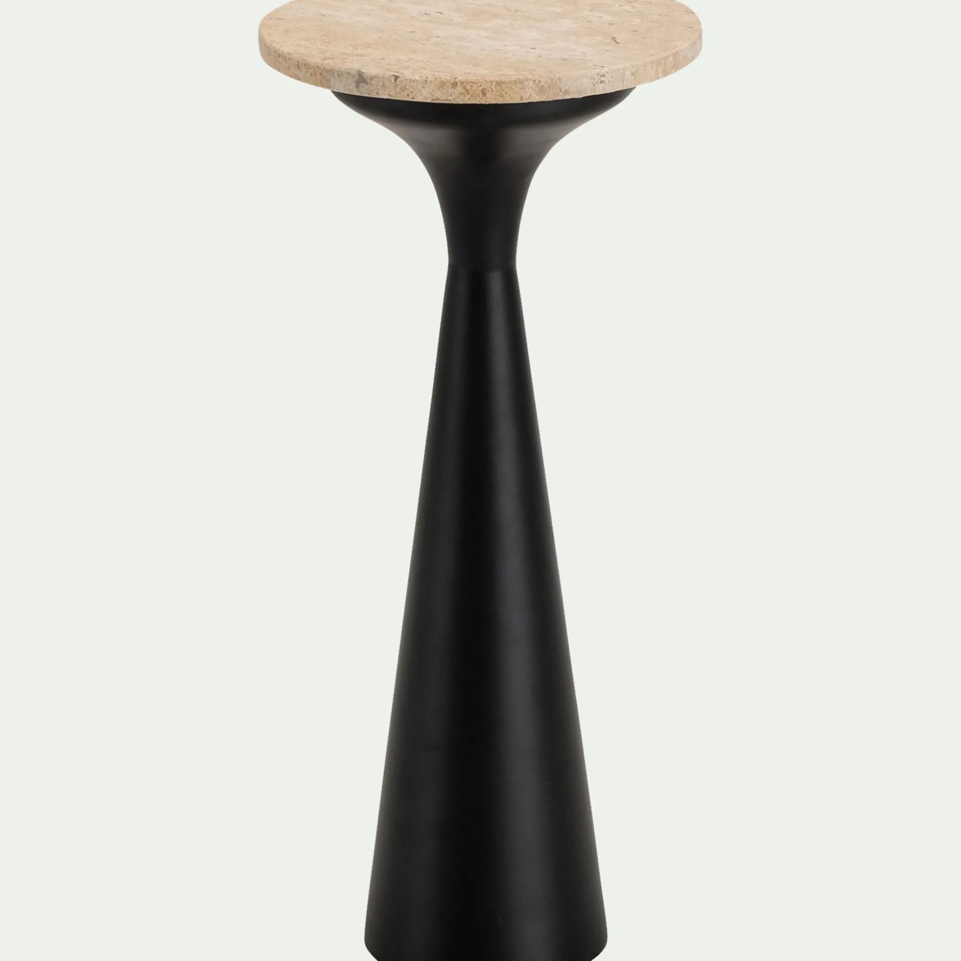Bout de canapé en acier et travertin D26xH56cm - noir