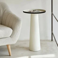 Bout de canapé en acier rond D40xH70cm - blanc