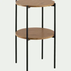 Bout de canapé en bois et acier - naturel D40xH72cm