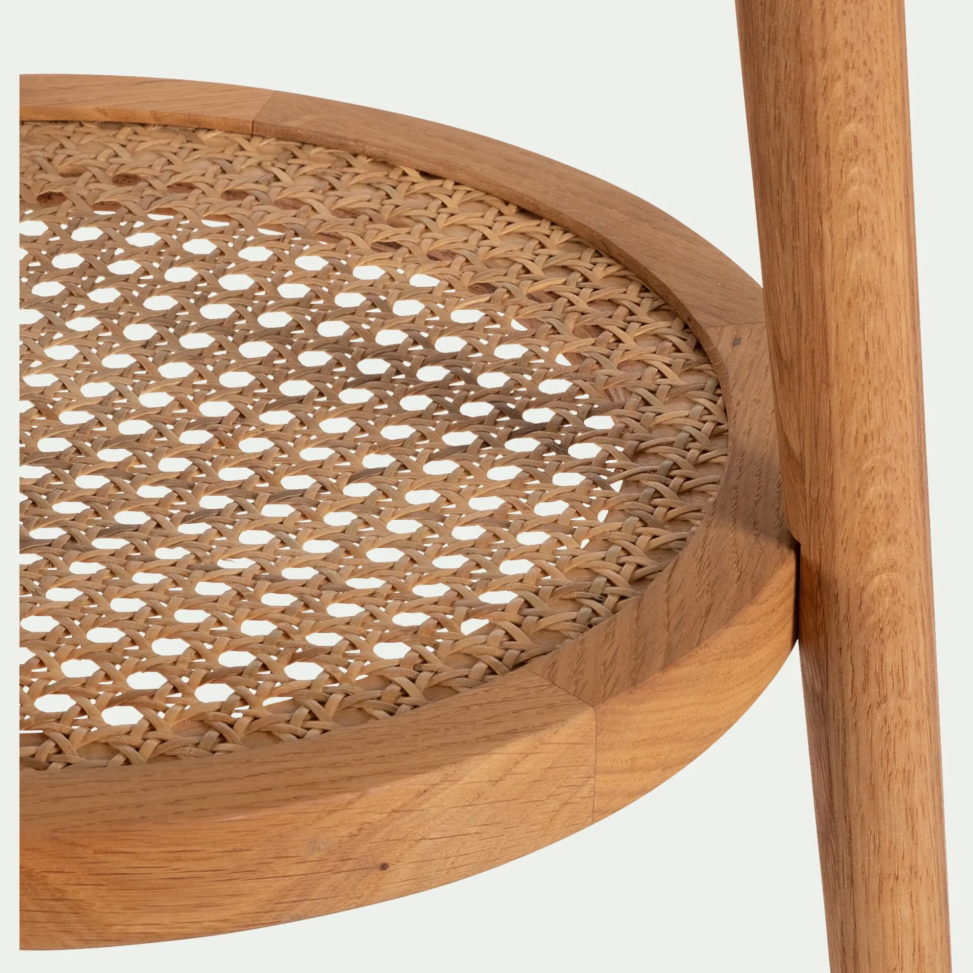Bout de canapé en chêne massif et cannage D40xH60cm - bois clair