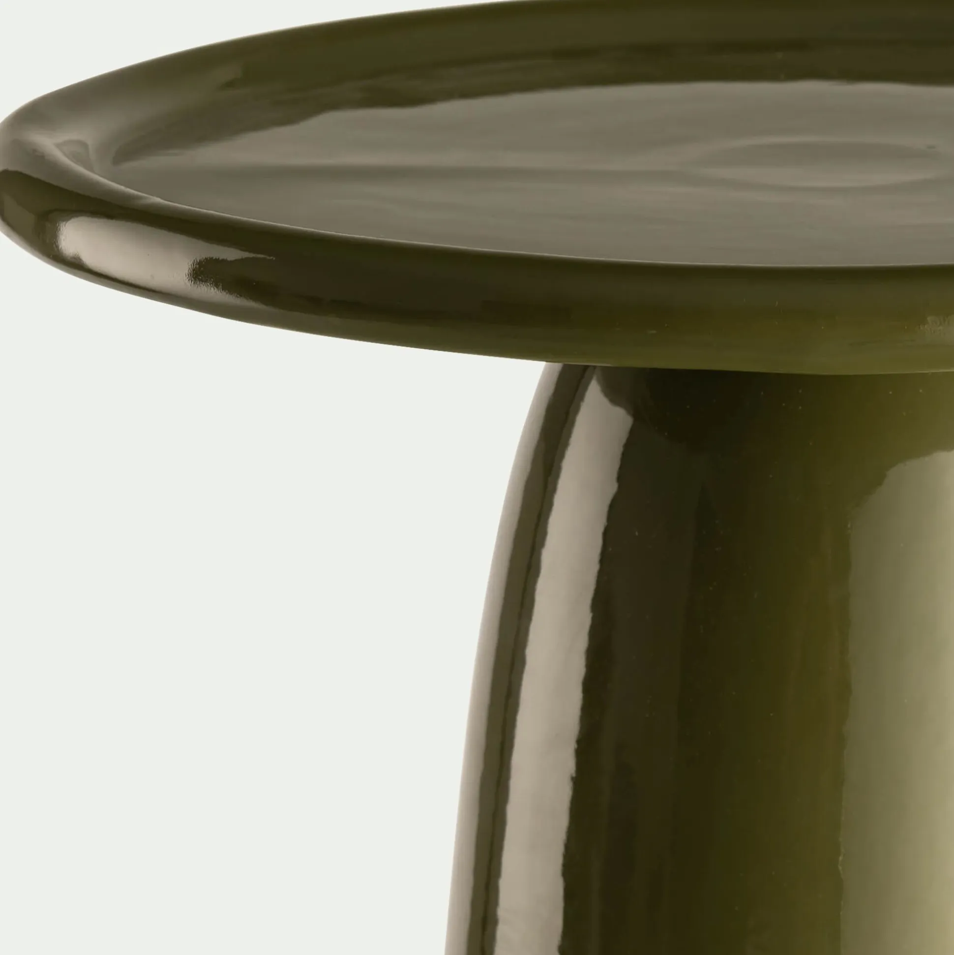 Bout de canapé en grès et céramique D40xH45cm - vert cèdre