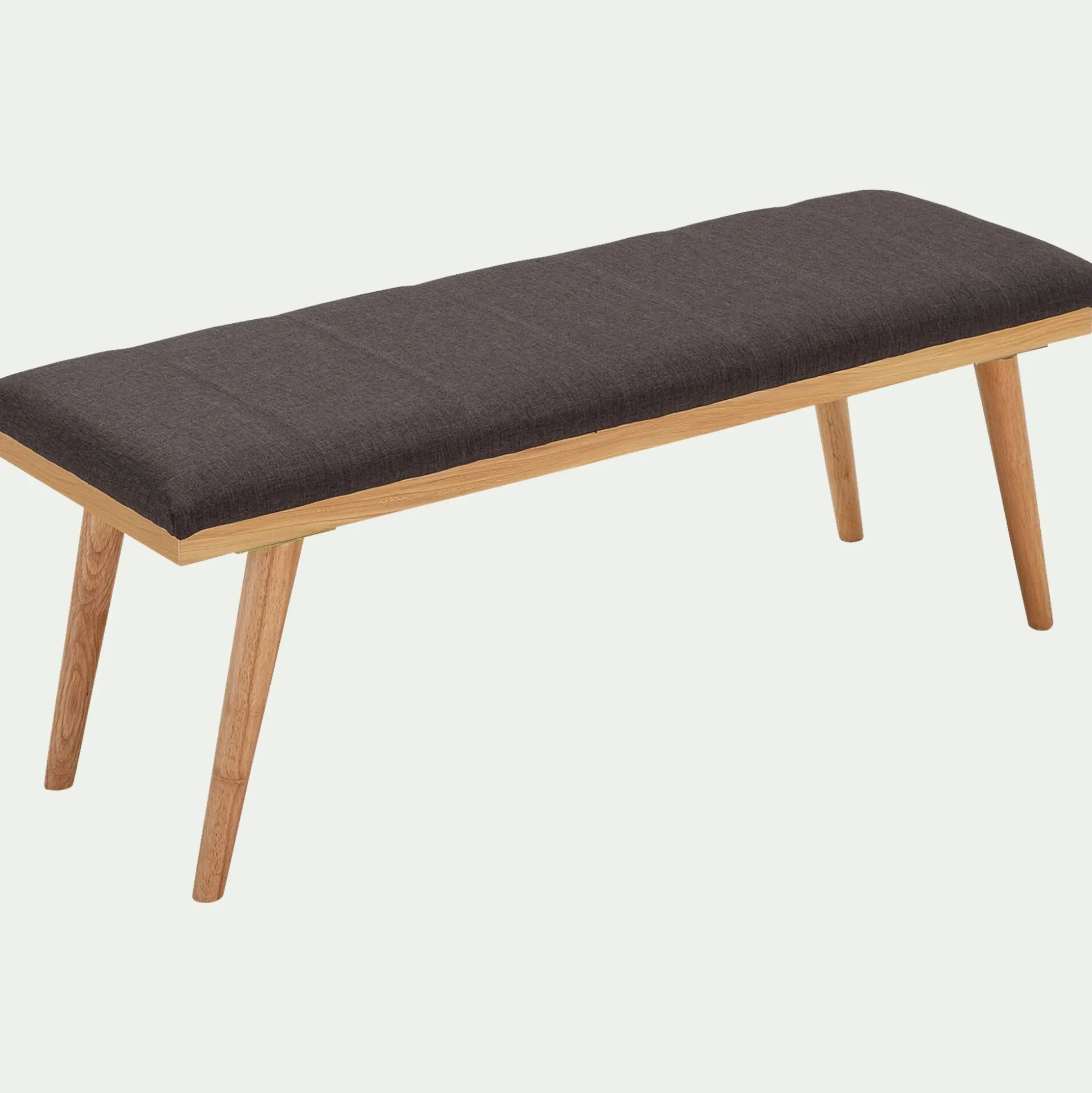 Bout de lit en tissu et pin L116xl40xH43cm - gris anthracite