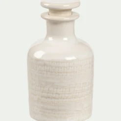 Bouteille décorative en grès H11cm - blanc