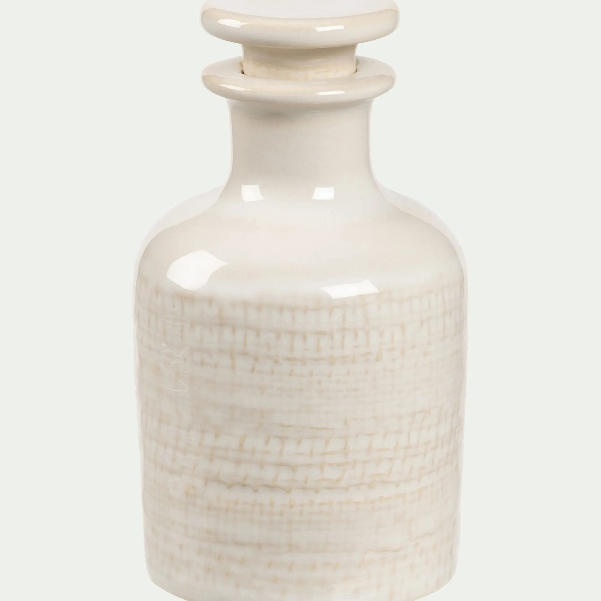 Bouteille décorative en grès H11cm - blanc