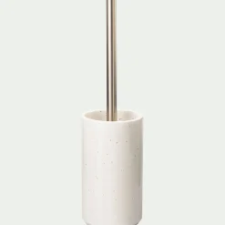 Brosse et porte-brosse wc en céramique mouchetée - blanc ventoux