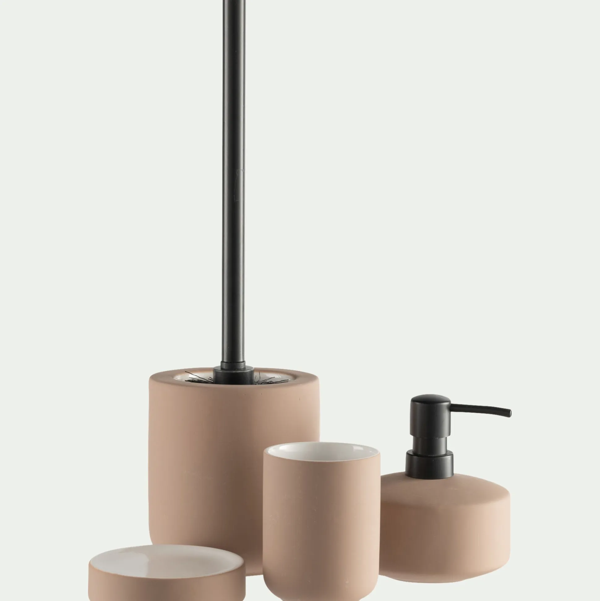 Brosse wc en grès - rose