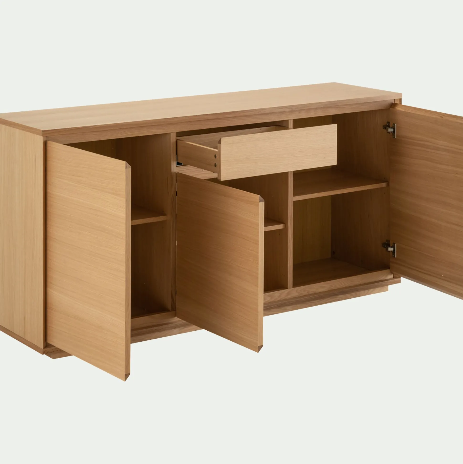 Buffet bas en bois 3 portes 1 tiroir - naturel