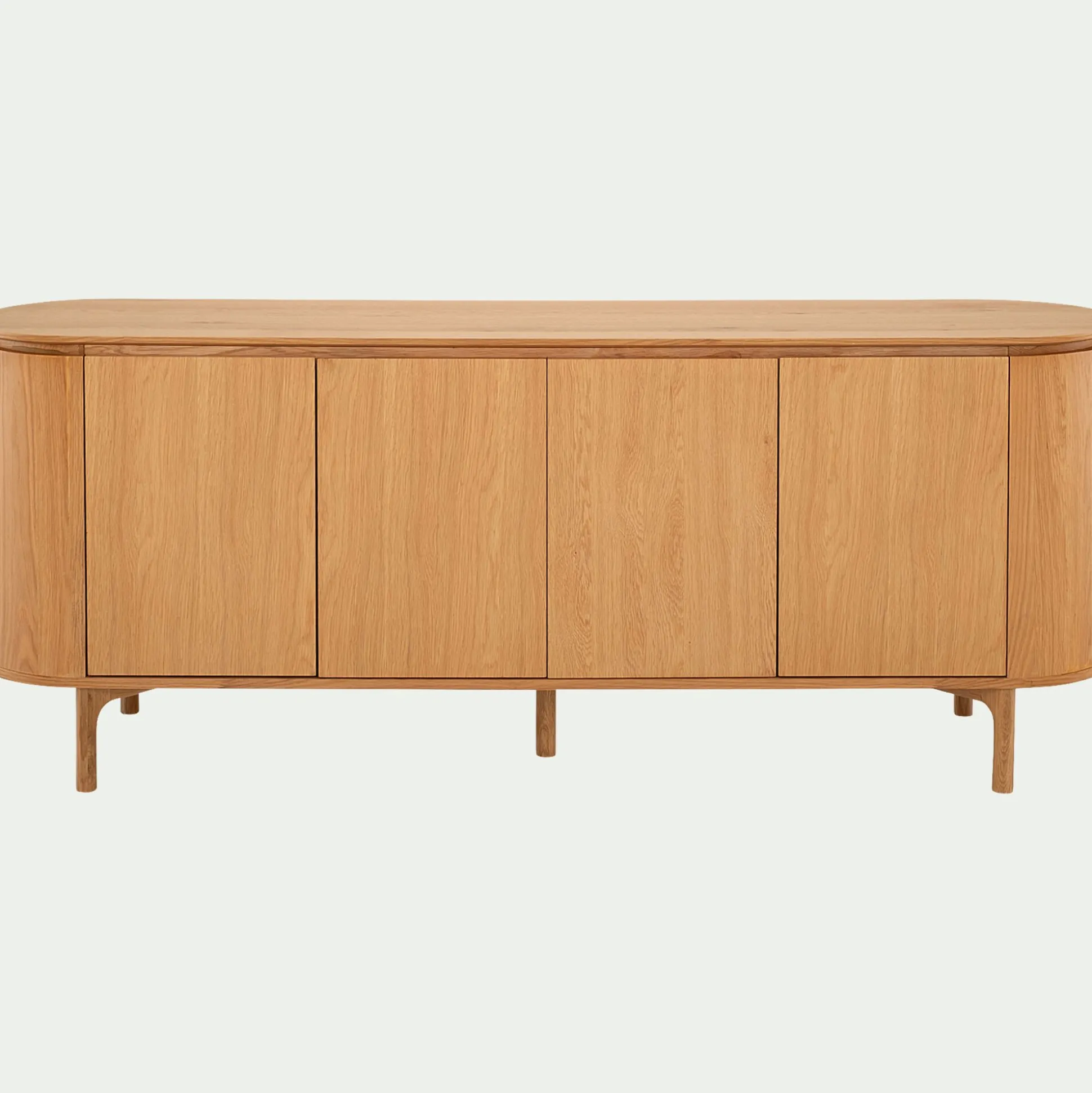 Buffet bas ovale en bois et piètement en chêne masif - bois clair
