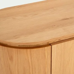 Buffet bas ovale en bois et piètement en chêne masif - bois clair
