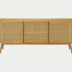 Buffet cannage 3 portes en bois - bois clair