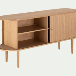 Buffet ovale en bois cannelé - bois clair