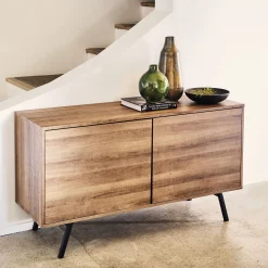 Buffet 2 portes en bois L140cm - bois foncé