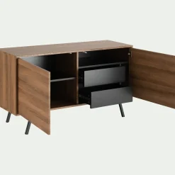 Buffet 2 portes en bois L140cm - bois foncé