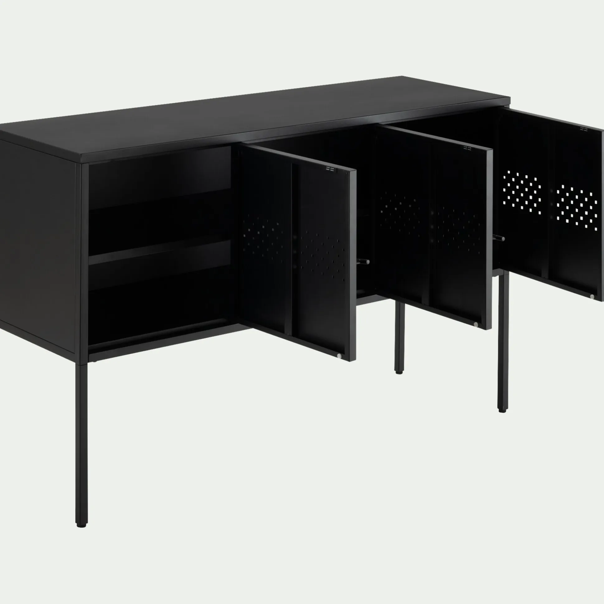 Buffet 3 portes en tôle d'acier - noir