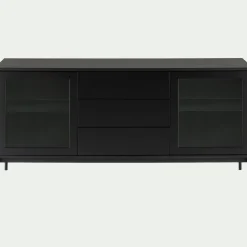 Buffet 2 portes et 3 tiroirs en bois - noir