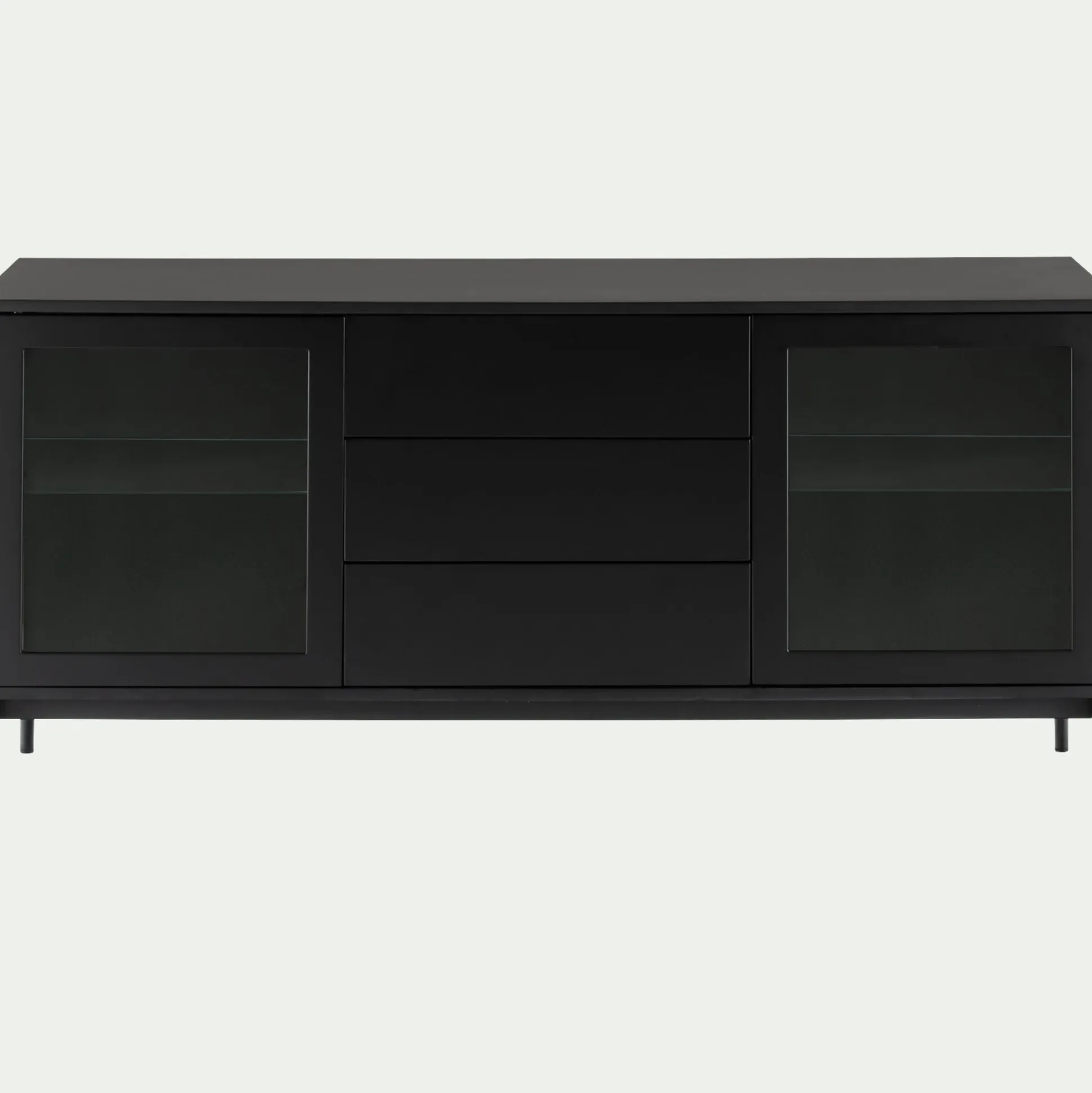 Buffet 2 portes et 3 tiroirs en bois - noir