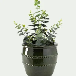 Cache-pot en terre cuite émaillée D28cm - vert