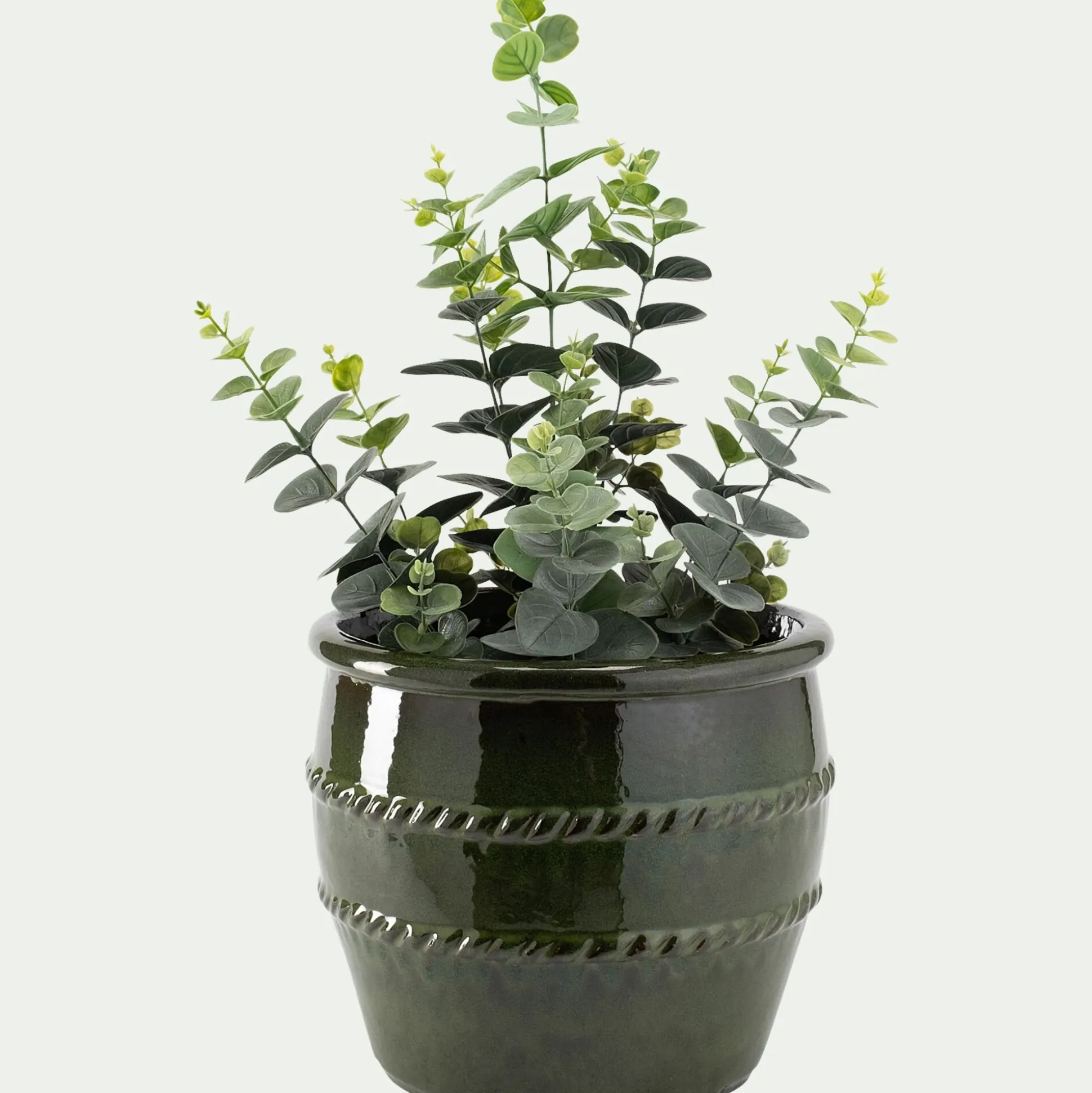 Cache-pot en terre cuite émaillée D28cm - vert