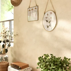 Cadre décoratif ovale avec fleurs séchées - doré