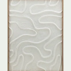 Cadre décoratif relief organique en papier de riz 60x80cm - blanc
