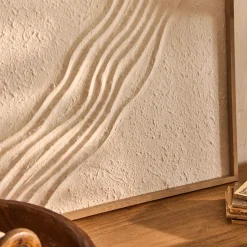 Cadre décoratif relief vague en papier de riz 60x80cm - blanc