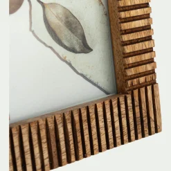 Cadre photo en bois de manguier strié 16x20,5cm - bois foncé