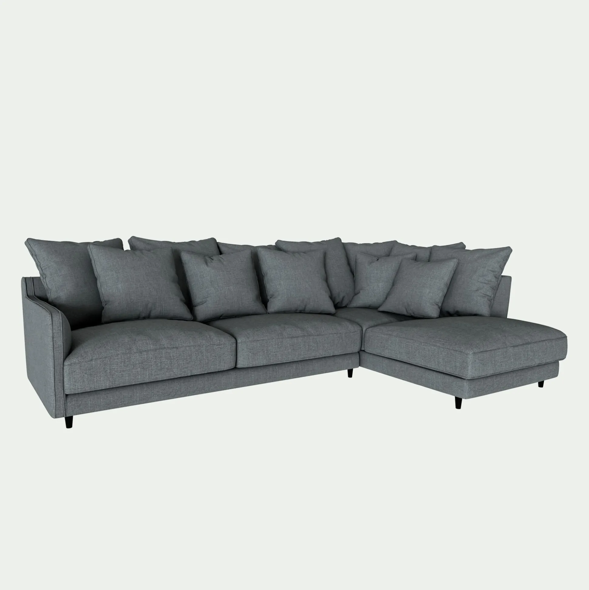 Canapé angle droit convertible tissu mixte - gris ardoise