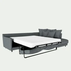 Canapé angle droit convertible tissu mixte - gris ardoise