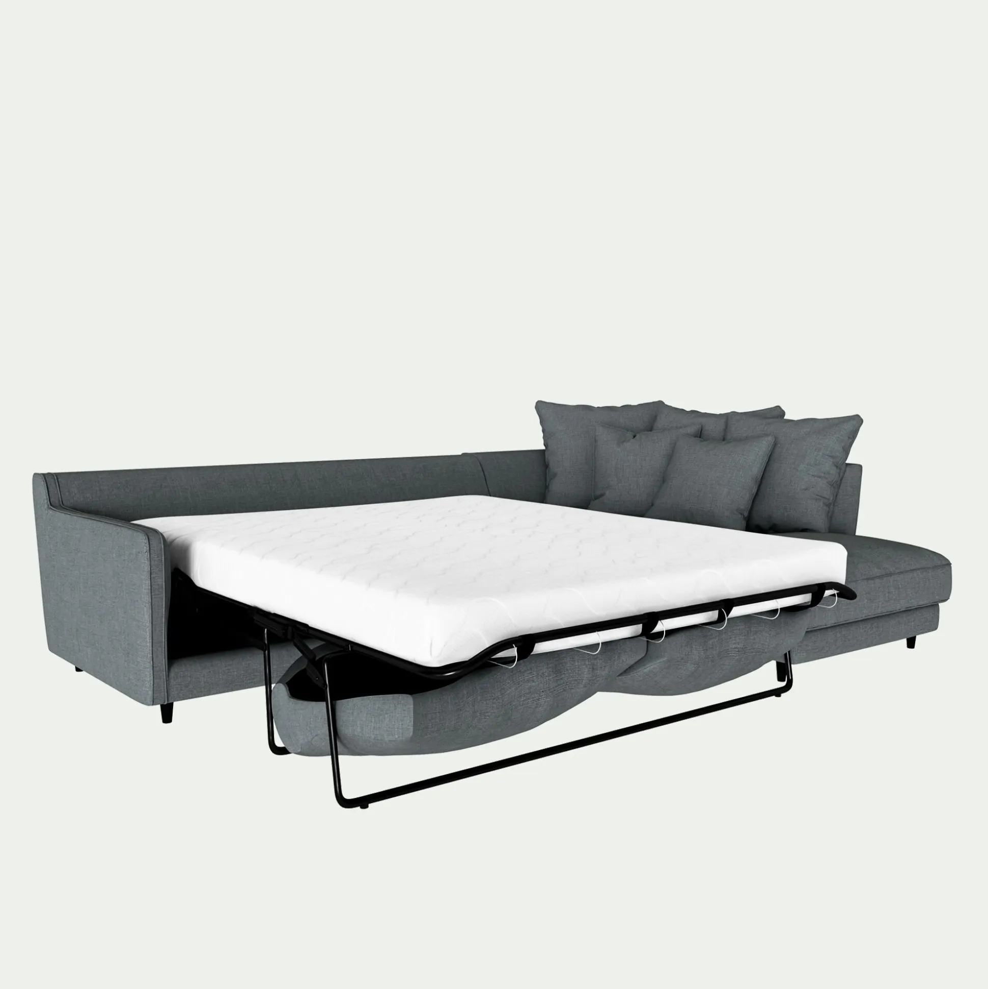 Canapé angle droit convertible tissu mixte - gris ardoise
