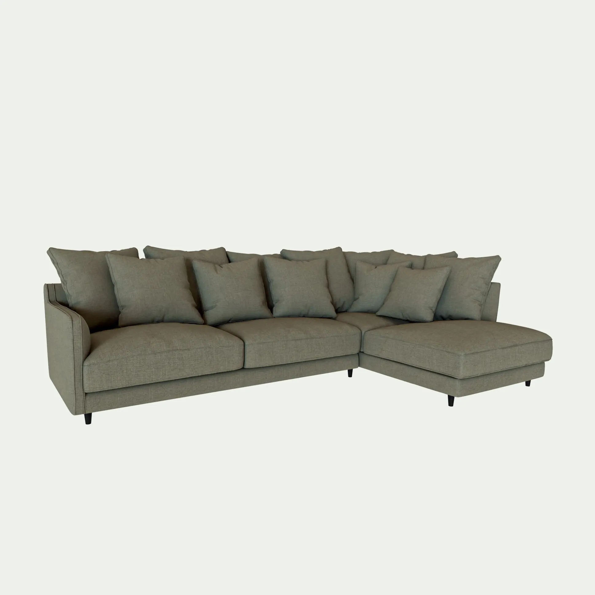 Canapé angle droit convertible tissu mixte - vert cedre