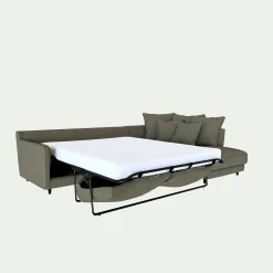 Canapé angle droit convertible tissu mixte - vert cedre