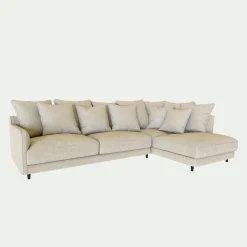 Canapé angle droit convertible tissu mixte - beige alpilles