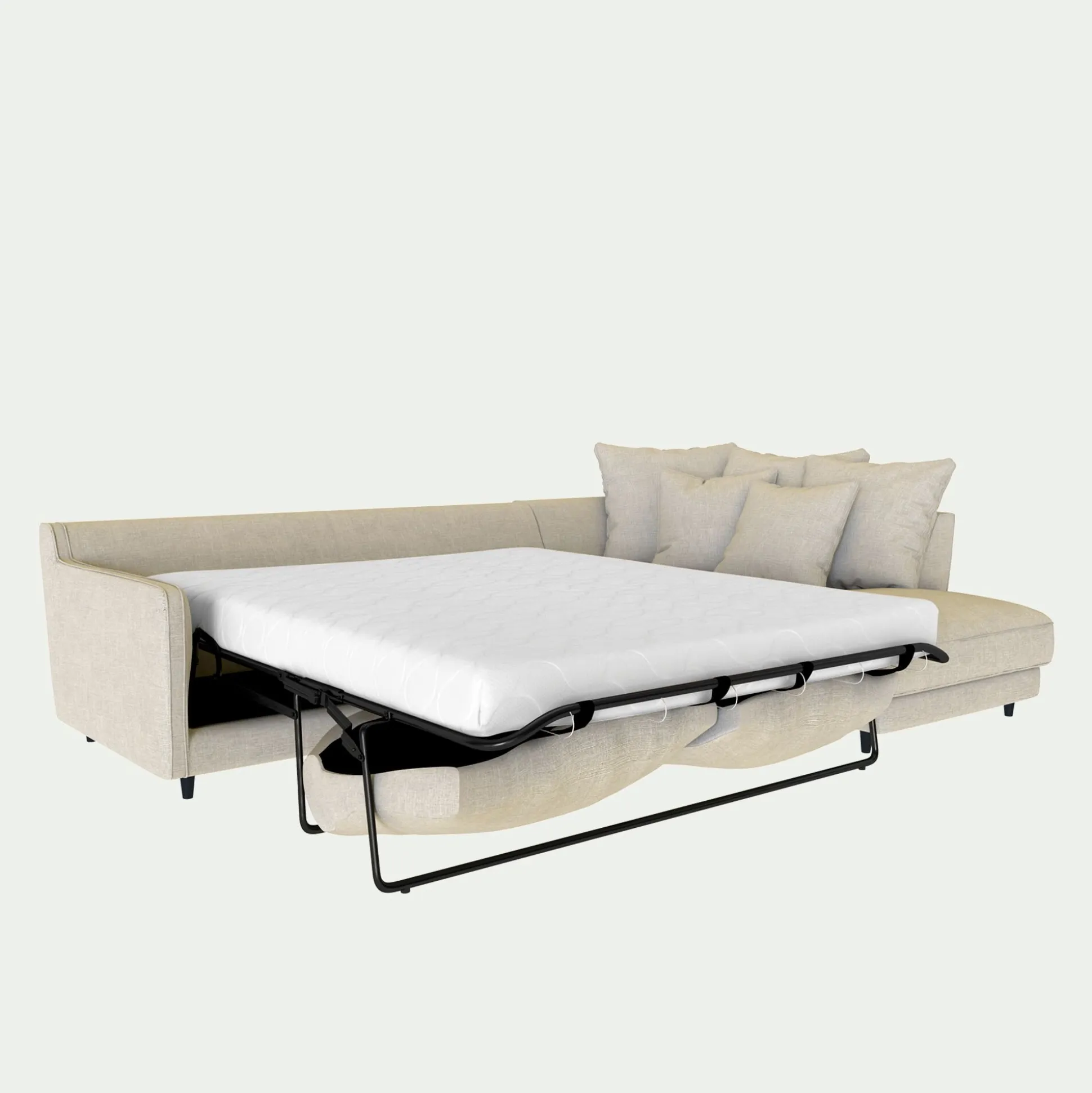 Canapé angle droit convertible tissu mixte - beige alpilles