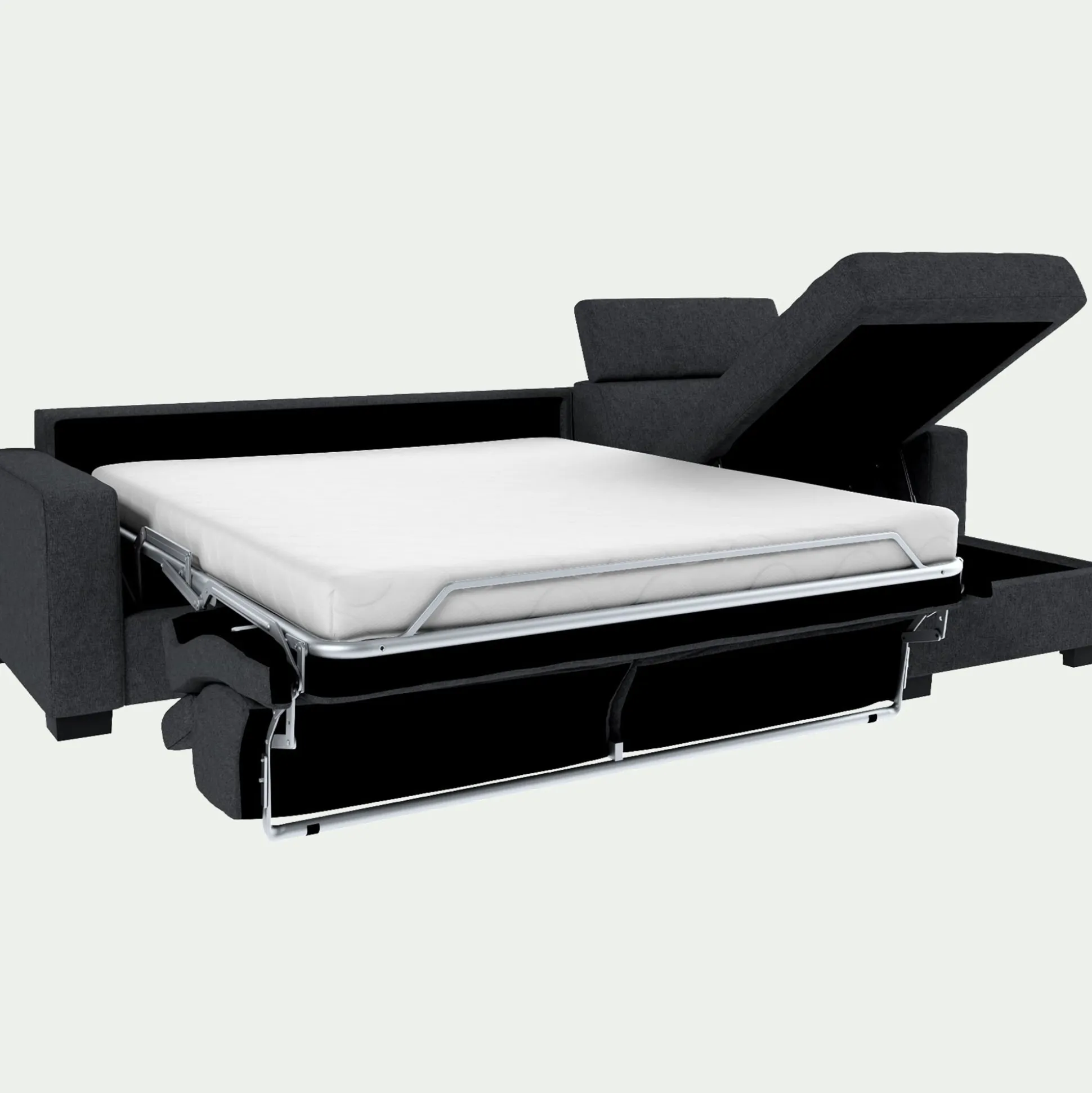 Canapé avec angle réversible convertible en tissus pop avec accoudoirs 20cm - gris anthracite