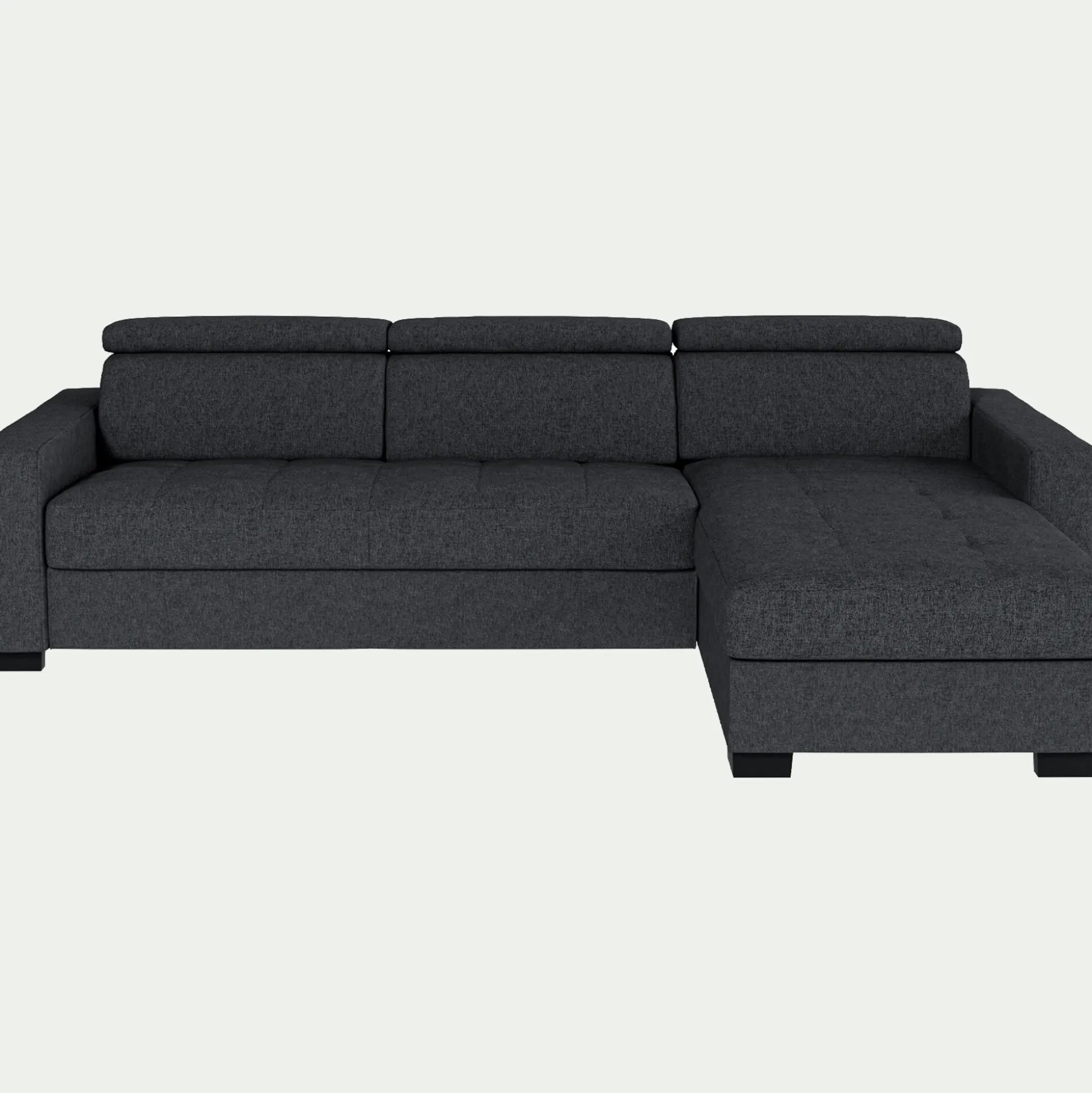 Canapé avec angle réversible convertible en tissus pop avec accoudoirs 20cm - gris anthracite
