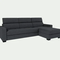 Canapé avec angle réversible convertible en tissus pop avec accoudoirs 20cm - gris anthracite