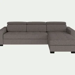 Canapé avec angle réversible convertible en tissus pop avec accoudoirs 20cm - taupe