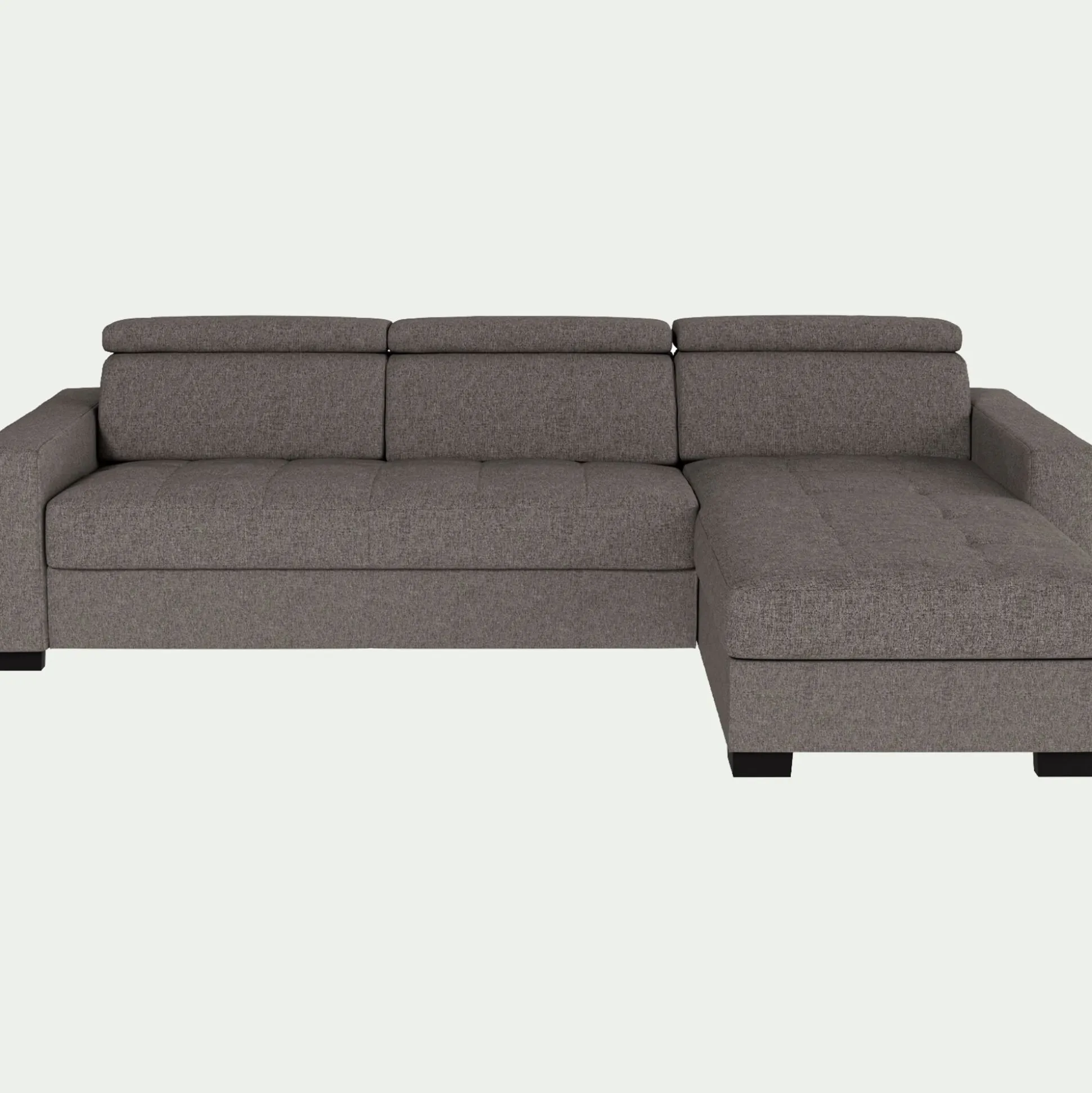 Canapé avec angle réversible convertible en tissus pop avec accoudoirs 20cm - taupe